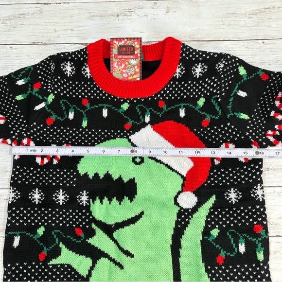NWT Kids Medium 10/12 Ugly Christmas Sweater Dinosaur Santa T-Rex Boys Girls - Picture 6 of 9